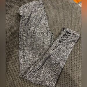 Gray Heathered Leggings with Lace-Up Detail size small